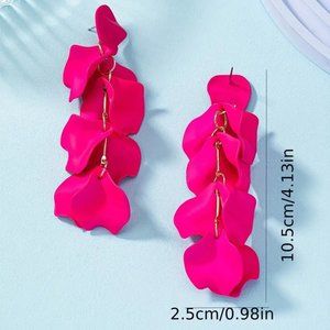 HOT NEW TREND! Hot Pink Acrylic Flower Petal Earrings